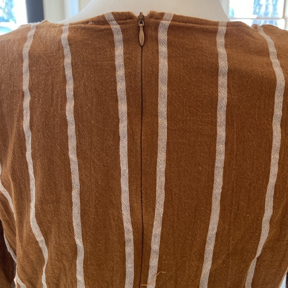 Orange Creek brown/white stripe cotton dress size L. - Picture 6 of 8